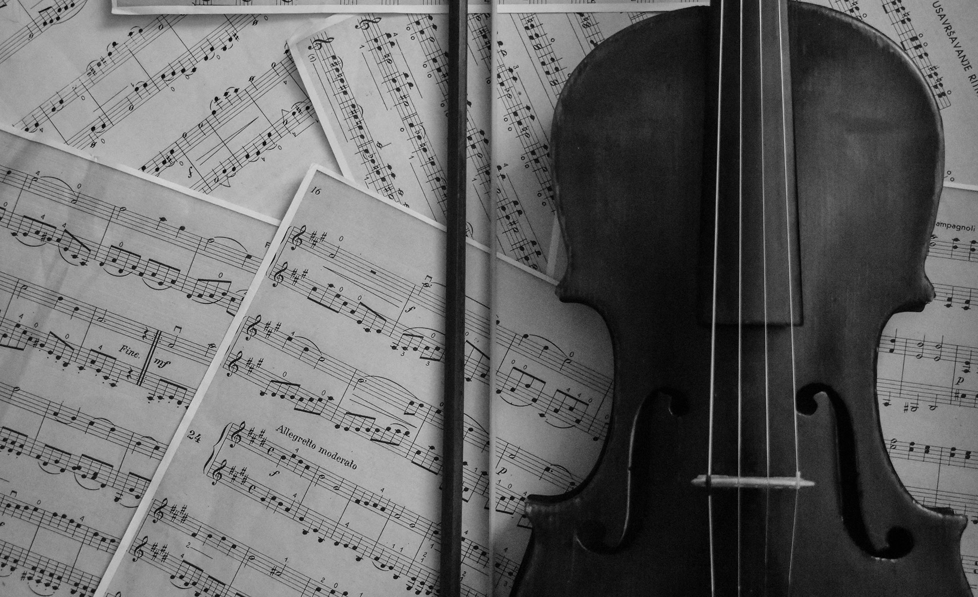 Image of violin with sheet music